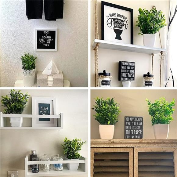 2pcs Small Fake Plants in White Planters Artificial Plants for Home Decor Indoor - Picture 6 of 6